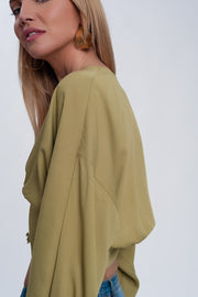 Top With Puff Sleeves in Green