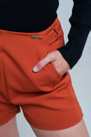 High Waist Orange Shorts