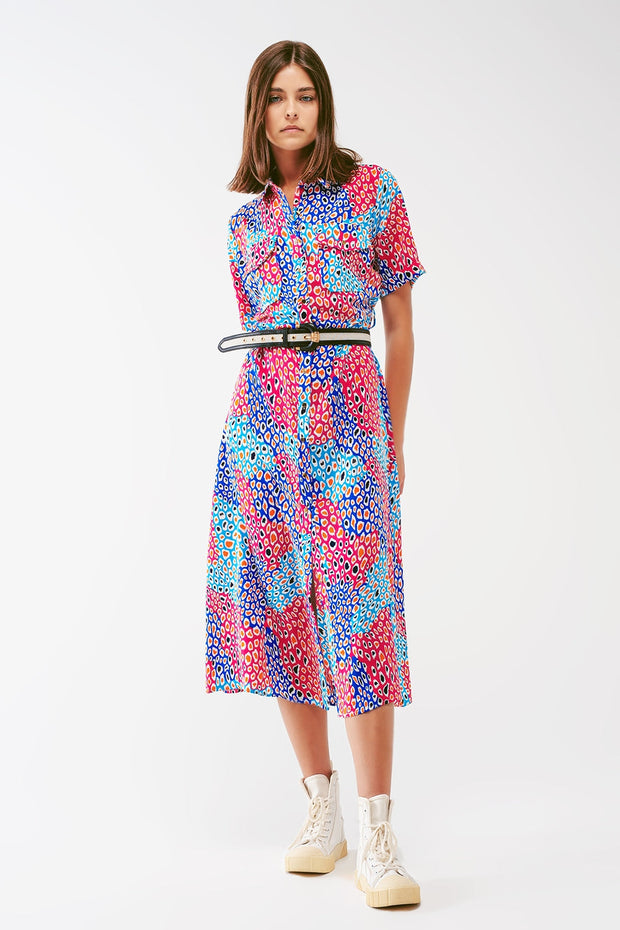 Midi Geo Printed Short Sleeve Dress