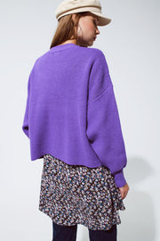 Purple Chunky Knitted Relaxed Jumper