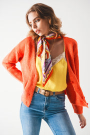 Button Down Cardigan in Orange