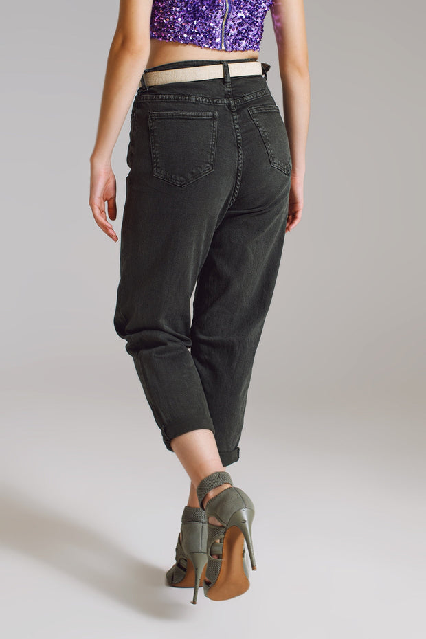 Khaki Green Relaxed Pants With Pocket Detail at the Waist