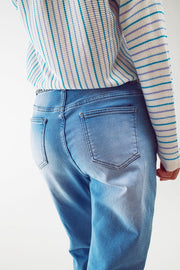 High Waist Button Detail Mom Jeans