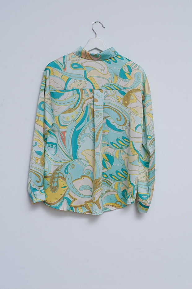 Shirt in Abstract Green Print