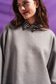 Batwing Cropped Jumper in Grey