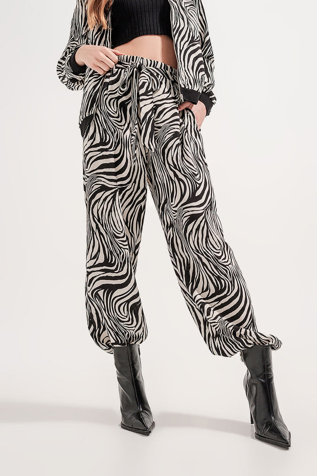 Wide Leg Trousers in Zebra Print