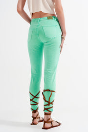 High Waisted Skinny Jeans in Pistachio