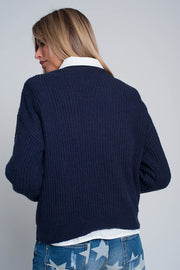 Ribbed Jumper in Navy