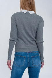 Fitted Jumper in Gray Rib Knit