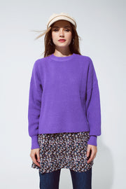 Purple Chunky Knitted Relaxed Jumper