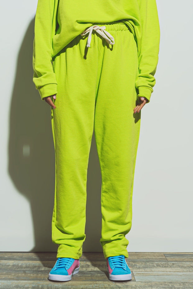 Oversized Jogger With Tie Waist in Lime