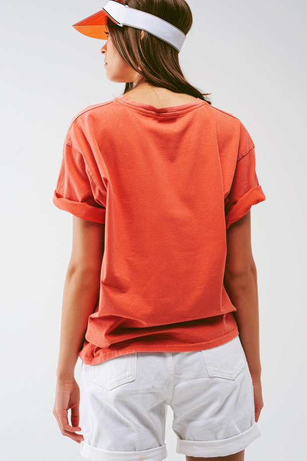 T-Shirt With Bella Text in Orange