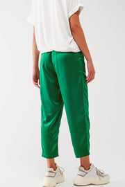 Satin Cropped Pants in Green