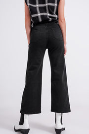 Cropped Wide Leg Jeans in Black