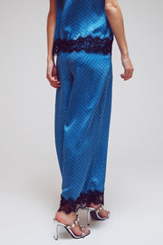 Wide Dotted Pants With Lace at the Hems