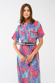 Midi Geo Printed Short Sleeve Dress