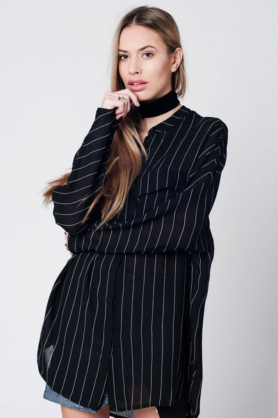 Black Stripe Long Shirt