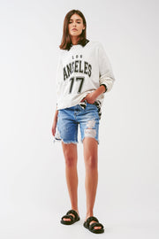 Oversized Sweat With Los Angeles Text in White