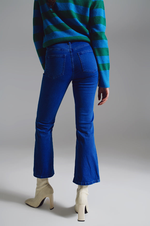 High Waist Flair Jeans in Blue