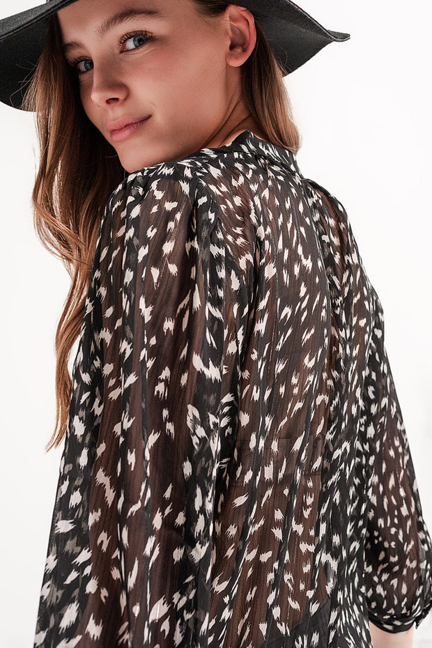 Print Blouse in Black