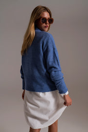 Blue Turtleneck Sweater in a Soft Knitted Fabric