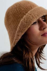 Beige Knitted Bucket Hat