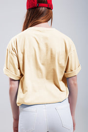 T-Shirt With Brooklyn District Text in Yellow