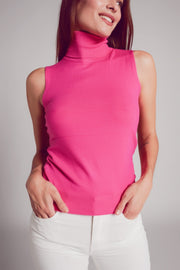 Knitted Tank Jumper in Fuchsia