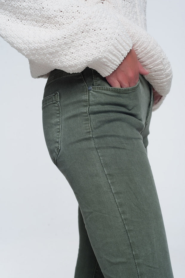 High Waisted Skinny Jeans in Green