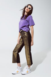 Black Straight Leg Jeans With Gold Metallic Glow