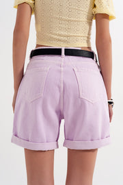 Denim Mom Shorts in Lilac