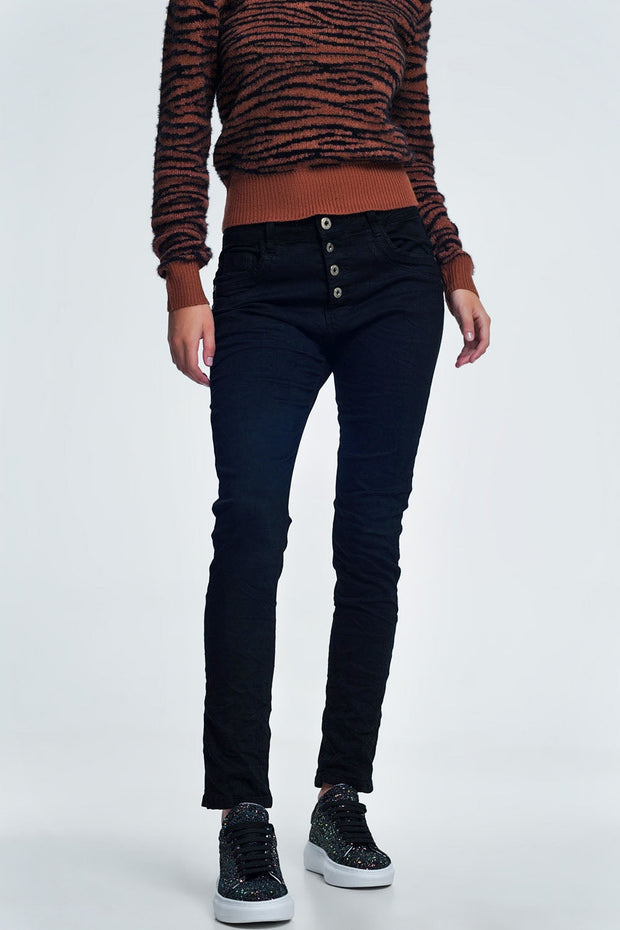 Black Jeans With Button Closure