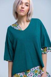 Short Sleeve Green Sweater