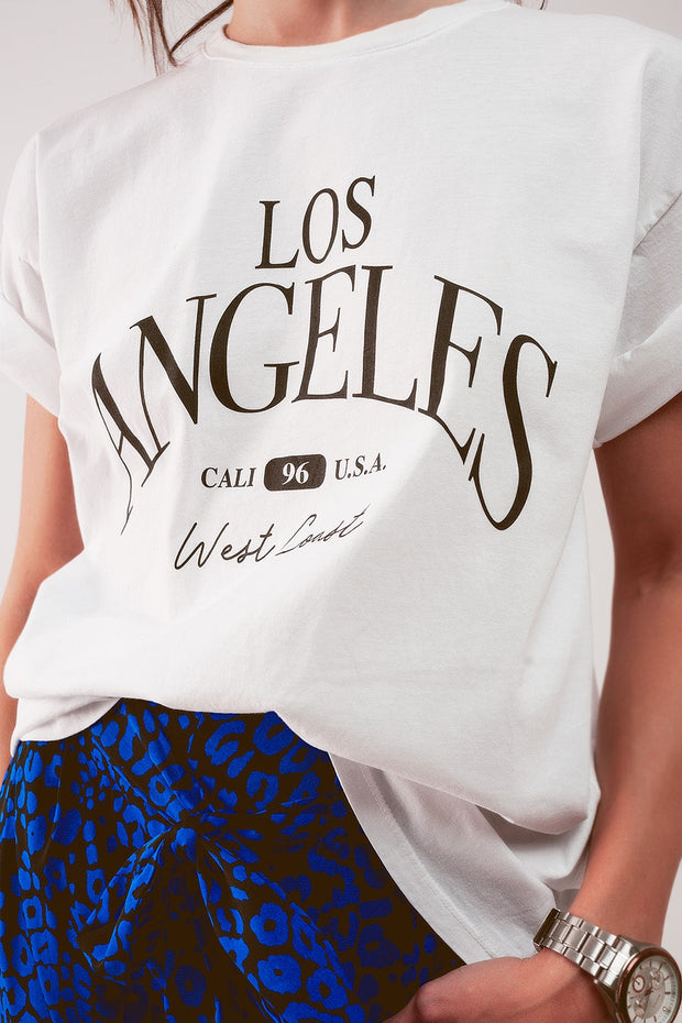 Los Angeles Slogan T Shirt in White