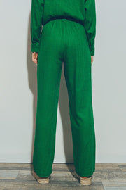 Wide-Legged Pants in Light Cotton Fabric in Green