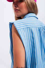 Striped Sleeveless Shirt in Blue