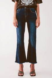 Cropped Kickflare Jeans in Mid Washing