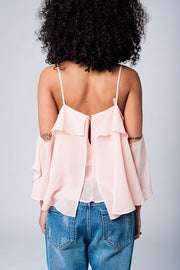 Light Pink Cold Shoulder Top