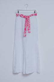 Linen Wide Leg Pants With Side Splits in White