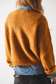 Ribbed Knitted Sweater in Mustard