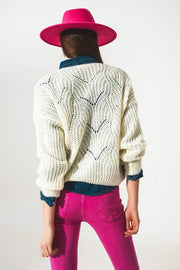 Jumper in Open Stitch in Cream