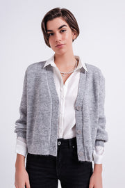 Button Through Cardigan in Grey