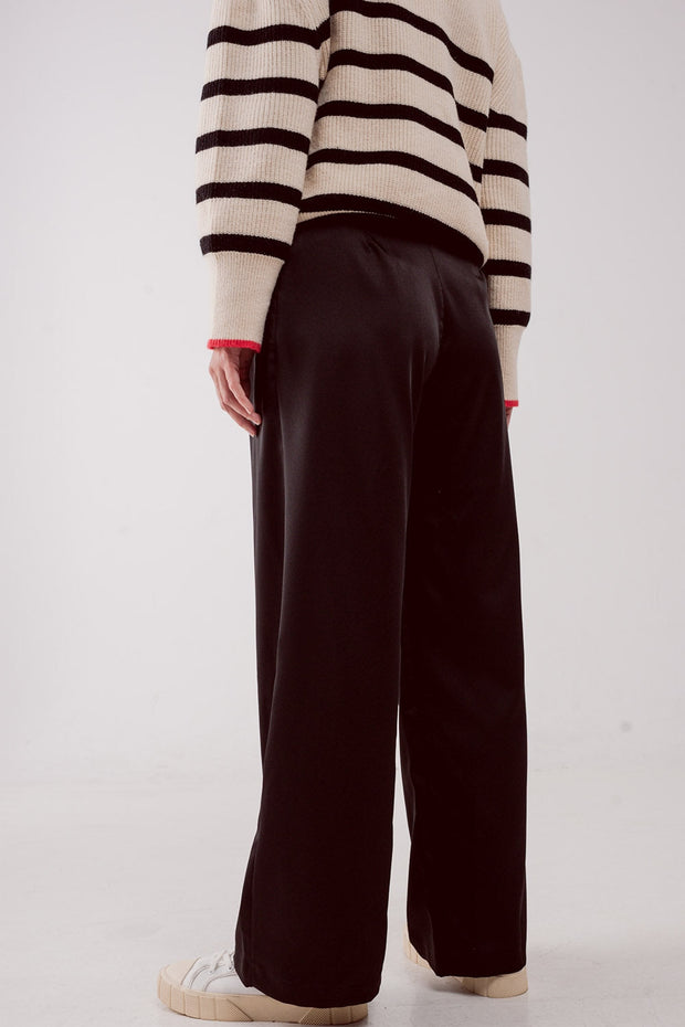 Palazzo Pleated Pants in Black