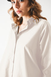 Oversized Poplin A-Line Shirt in White