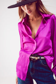 Satin Shirt in Fuchsia