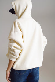 Cream Hoodie With Embroidered Cest La Vie Text