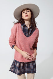 Soft Pink v Neck Knit Jumper