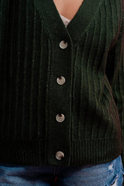 Cardigan With Balloon Sleeve in Green