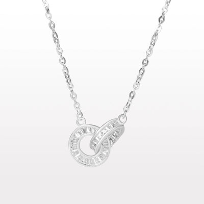 925 SOLID STERLING SILVER DOUBLE CIRCLE NECKLACE