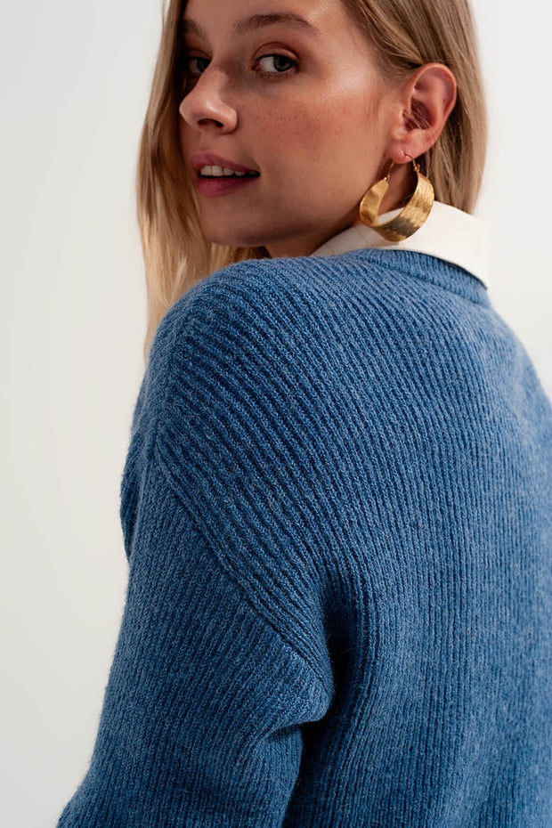 Blue Crew Neck Jumper